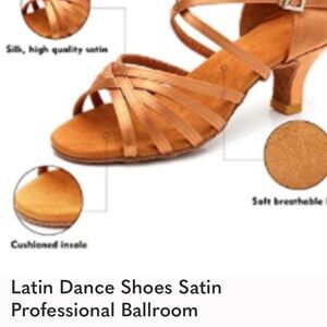 Tan Satin Heels with Strappy Design